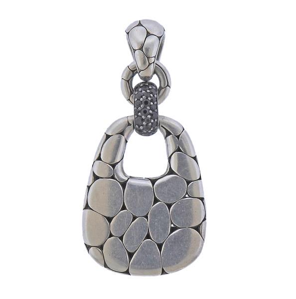 John Hardy Kali Silver Black Sapphire Pendant: METAL: Sterling Silver. GEMSTONES: Black Sapphires. MEASUREMENTS: Pendant is 64mm long x 30mm wide. MARKED: JH 925. WEIGHT: 21.7 grams.Gemstones have not been graded for color and clarity ,and tested