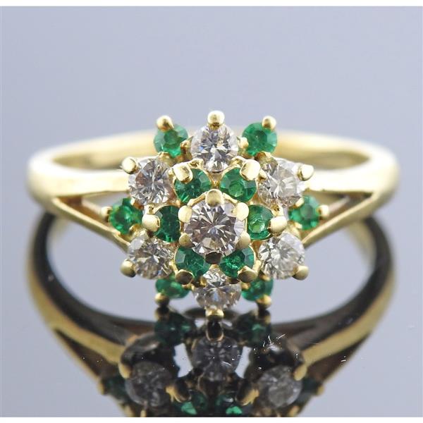 18k Gold Diamond Emerald Cluster Ring (1 of 3)