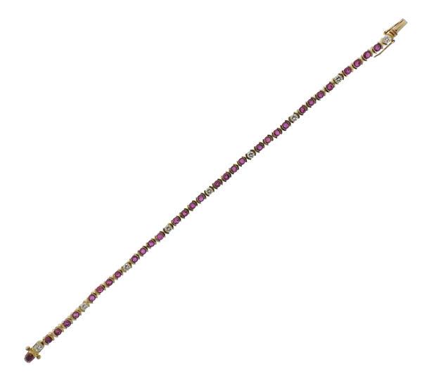 14k Gold Diamond Ruby Line Bracelet (1 of 4)