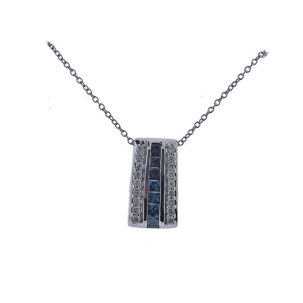 Kallati  Gold Blue White Diamond Pendant Necklace (1 of 5)