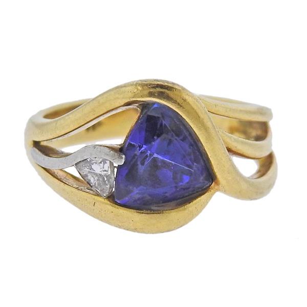 18K Gold Platinum Diamond Tanzanite Ring (1 of 3)