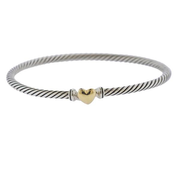 David Yurman Silver 18k Gold Cable Collectibles Heart (1 of 3)