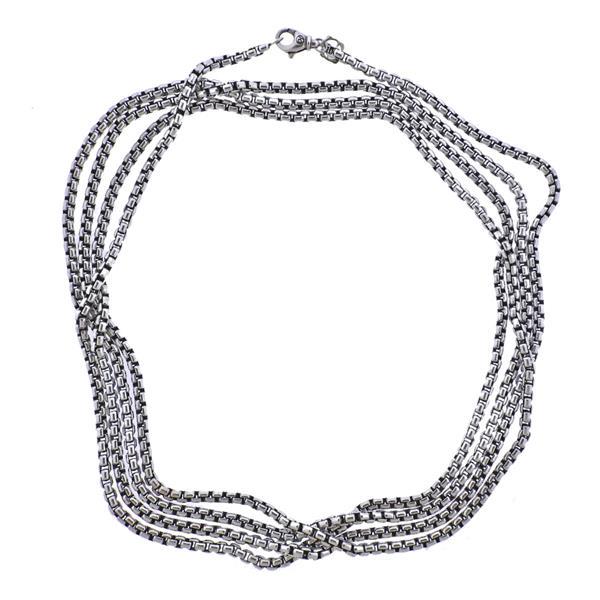 David Yurman Silver Long Box Chain Necklace (1 of 3)