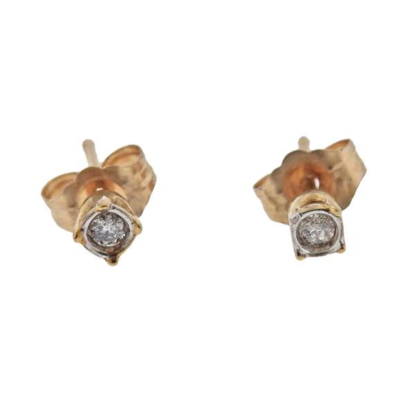 Gold Diamond Stud Earrings (1 of 2)