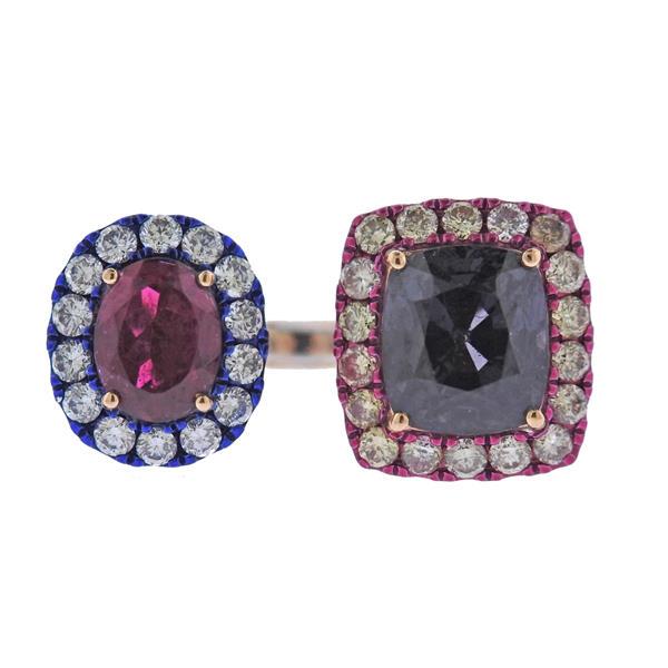 18k Gold Diamond Ruby Spinel Ring (1 of 4)
