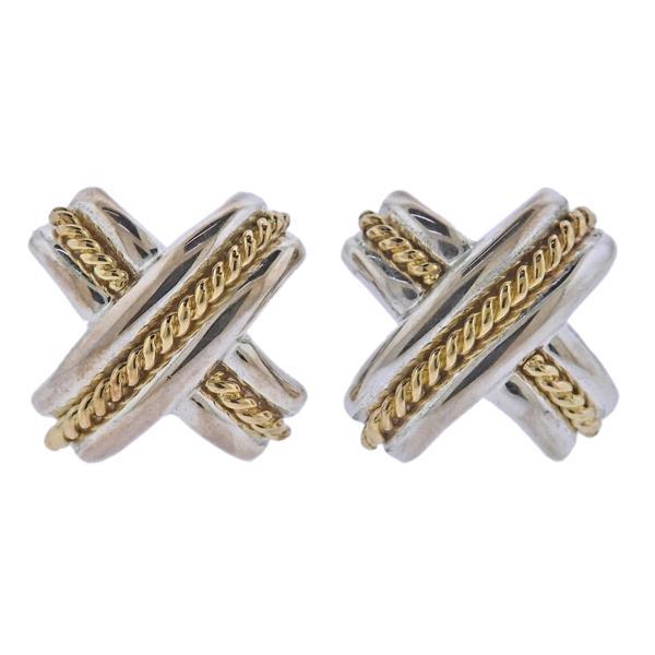 Tiffany & Co Large Silver 18k Gold Classic X (1 of 5)