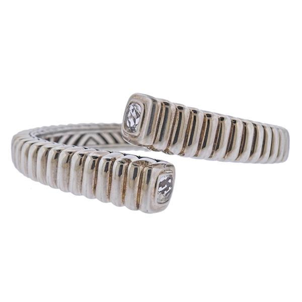 John Hardy Silver Crystal Cuff Bypass Bracelet (1 of 4)