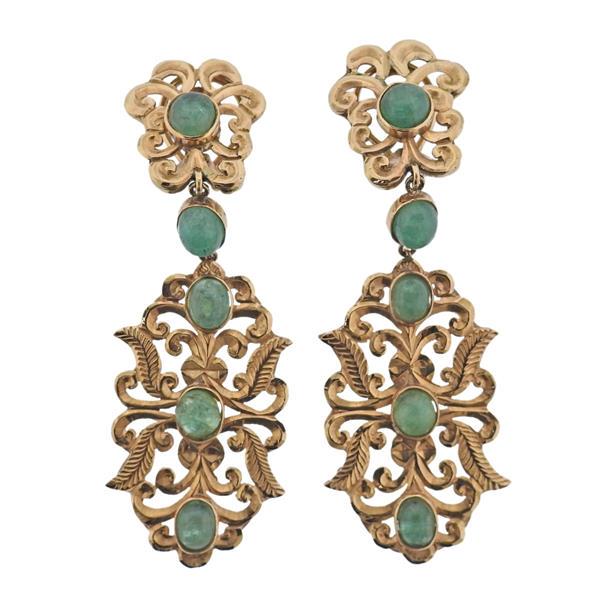 18K Gold Emerald Drop Earrings (1 of 5)