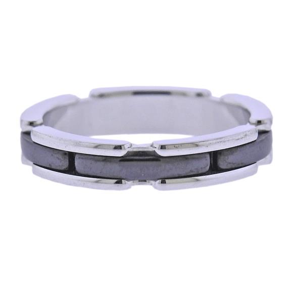 Chanel Ultra Black Ceramic 18k Gold Band Ring (1 of 3)