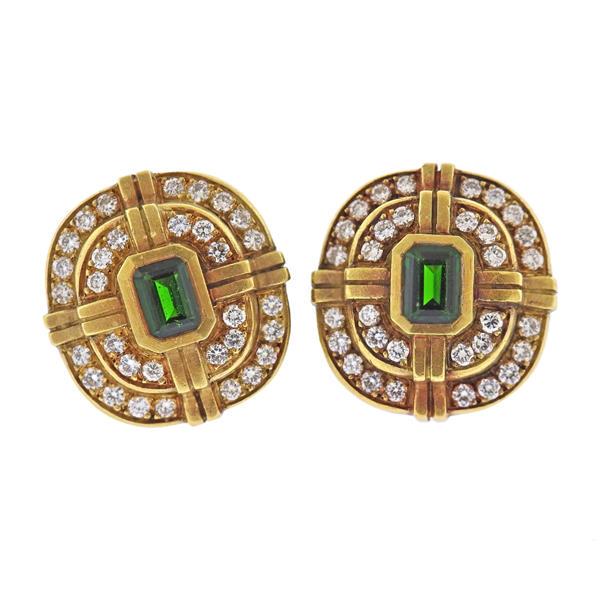 Kieselstein Cord 18k Gold Tourmaline Diamond Earrings (1 of 5)
