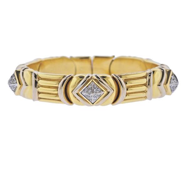 18k Gold Diamond Bangle Bracelet (1 of 4)