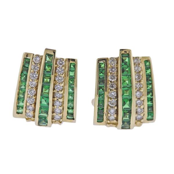 14k Gold Diamond Tsavorite Earrings (1 of 4)