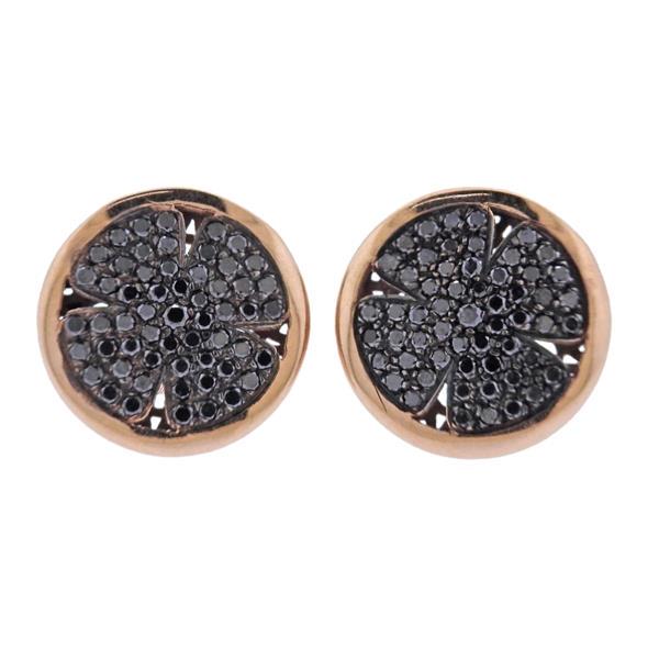 Gioielliamo 18k  Gold Black Diamond Stud Earrings (1 of 3)
