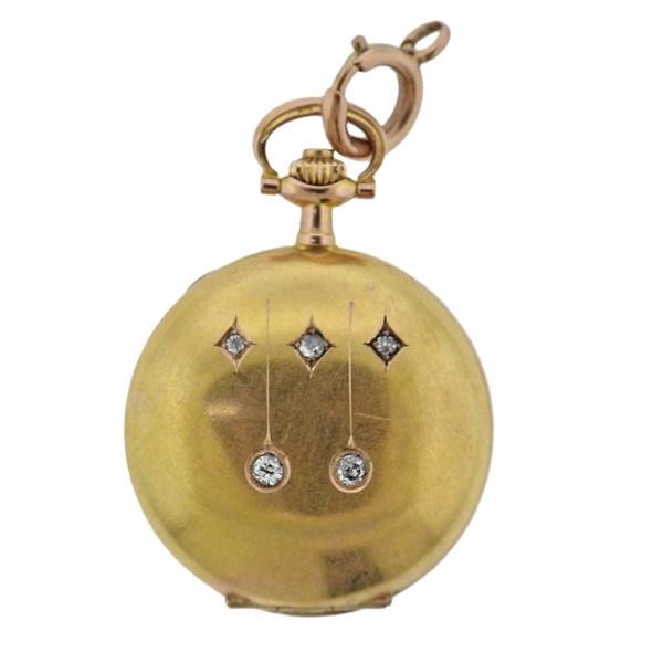 14k Gold Diamond Pocket Watch (1 of 4)
