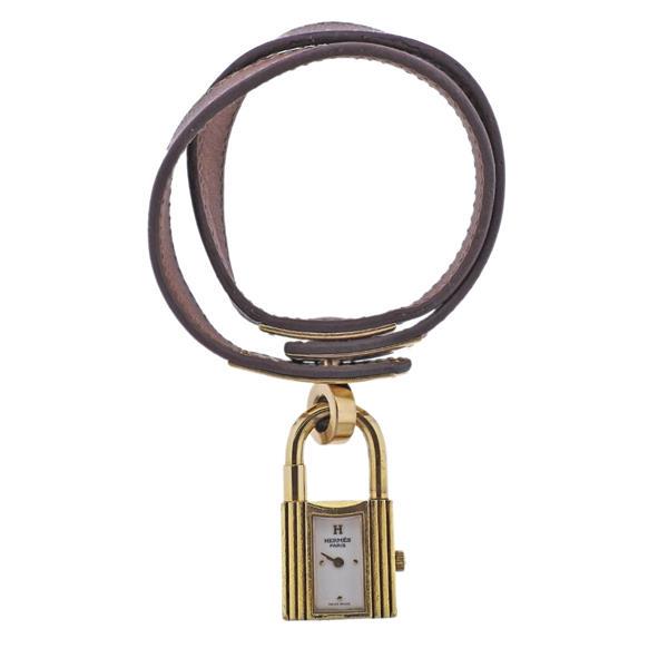 Hermes Kelly Gold Plated Wrap Bracelet Watch KE1.201 (1 of 6)