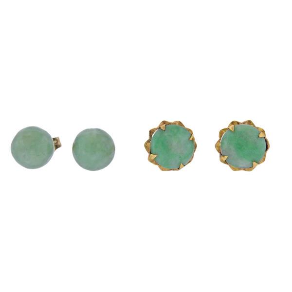 14k Gold Jade Stud Earrings Lot of 2 (1 of 3)