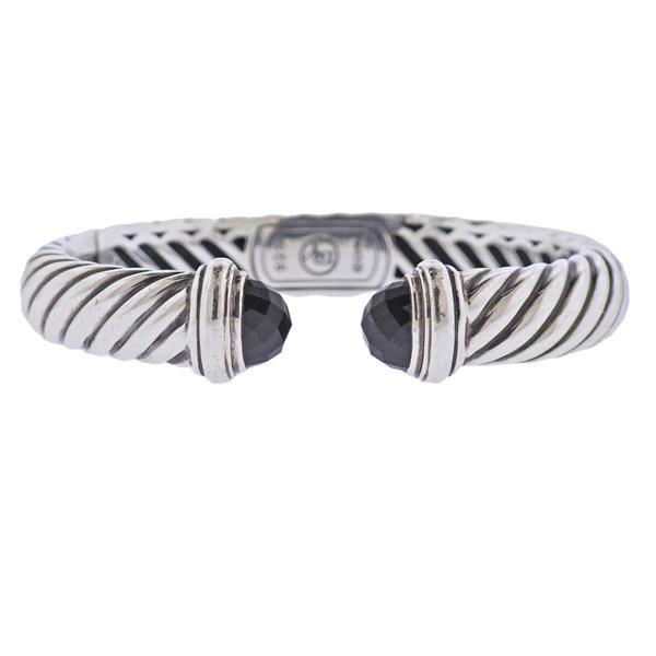 David Yurman Silver Onyx Cuff Bracelet (1 of 3)