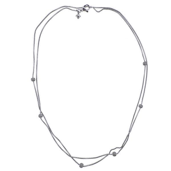 David Yurman Silver Diamond Station Necklace (1 of 4)