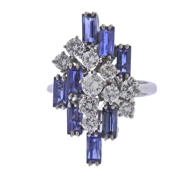 18k Gold Diamond Sapphire Cocktail Ring (1 of 4)