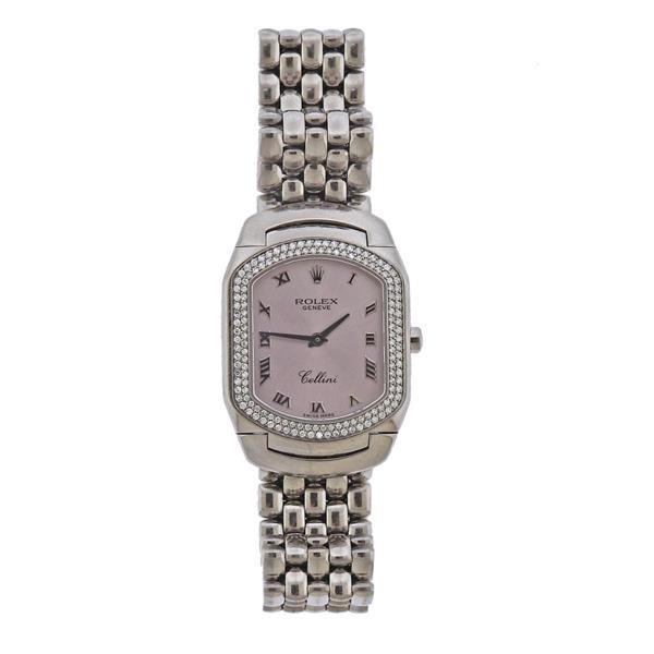 Rolex Cellini 18k Gold Diamond Pink Dial Watch 6691 (1 of 5)