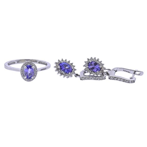Kallati Gold Diamond Kyanite Earrings Ring Set (1 of 3)