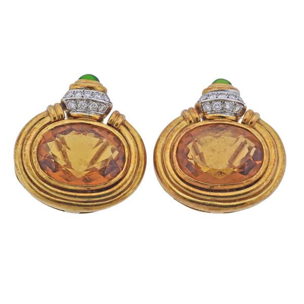 14K Gold Diamond Citrine Peridot Earrings (1 of 4)