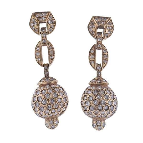 18K Gold Diamond Drop Earrings (1 of 3)