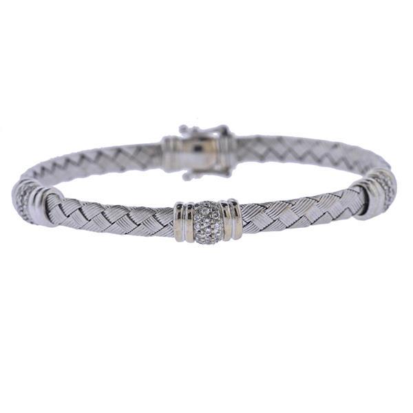 Roberto Coin 18k Gold Diamond Woven Bracelet (1 of 4)