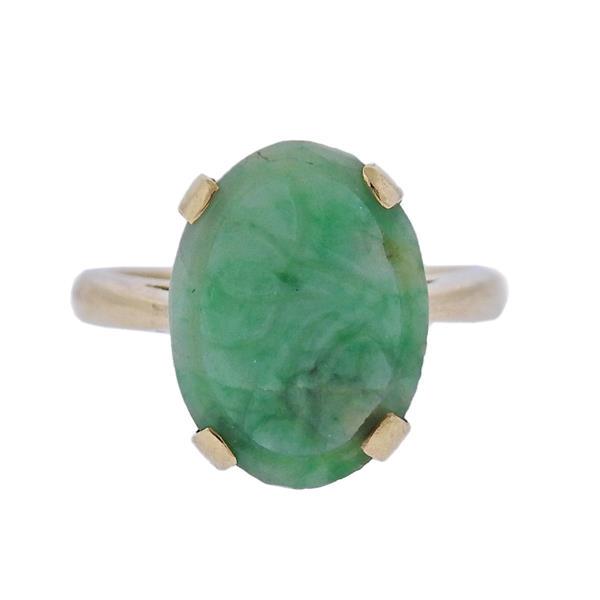 14k Gold Carved Jade Ring (1 of 4)