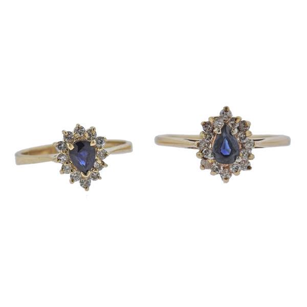 14k Gold Sapphire Diamond Ring Lot of 2 (1 of 2)
