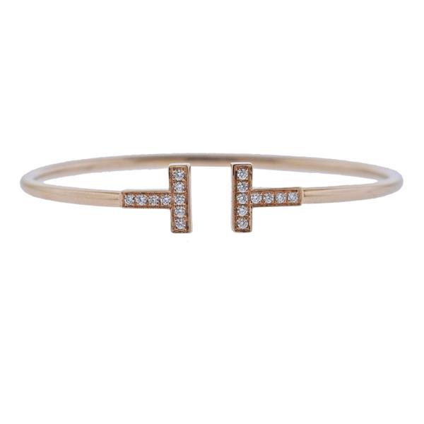 Tiffany & Co T Wire 18k Gold Diamond Bracelet (1 of 3)