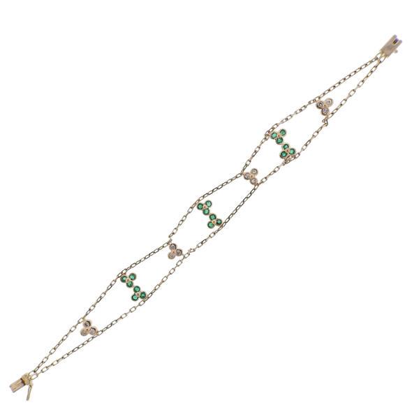 18k Gold Diamond Emerald Bracelet (1 of 3)