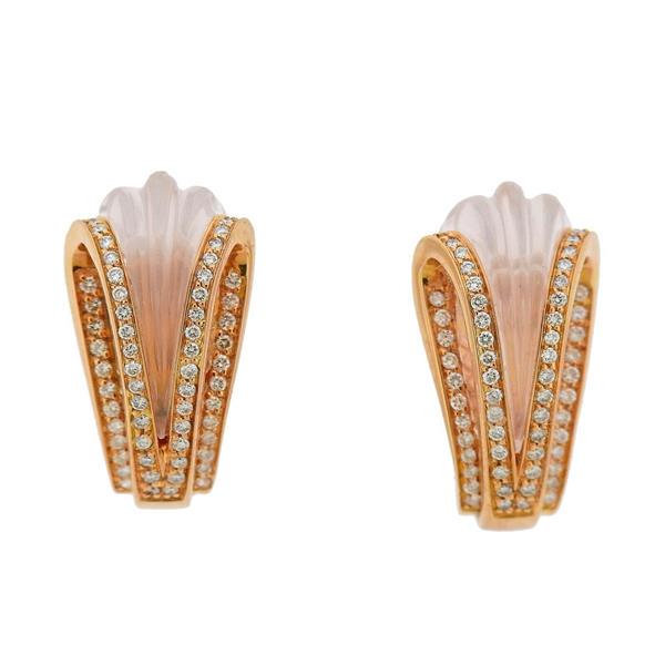 Io Si Crystal Diamond Gold Earrings: METAL: 18k Gold. MEASUREMENTS: Earrings measure 23mm x 12mm at widest point. GEMSTONES: Diamonds approx. 0.66ctw. MARKED: Io Si, 750, 3/50, Italian mark. WEIGHT: 14.6 grams.Gemstones have not been gra
