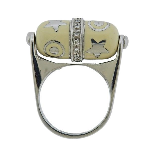 La Nouvelle Bague 18k Gold Diamond Enamel Barrel Ring (1 of 5)