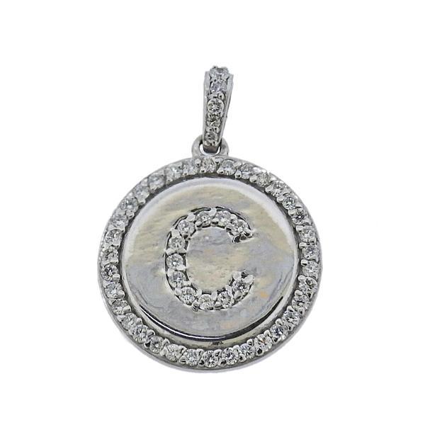 Diamond White Gold Letter C Initial Pendant Charm (1 of 3)