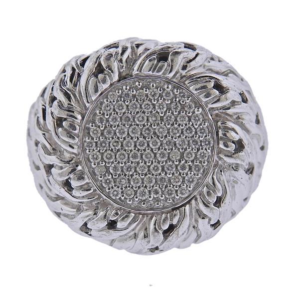 John Hardy Silver 18k Gold Diamond Classic Chain Ring (1 of 4)