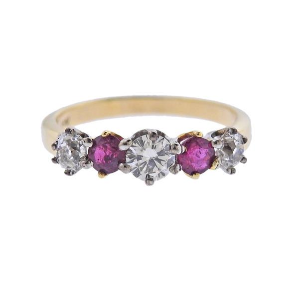Antique 14k Gold Diamond Ruby Ring (1 of 3)