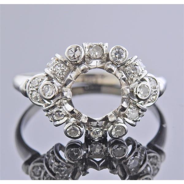 Midcentury Platinum Diamond Ring Setting (1 of 4)
