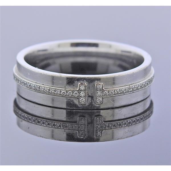 Tiffany & Co  T Diamond 18k Gold  Wedding Band Ring (1 of 3)
