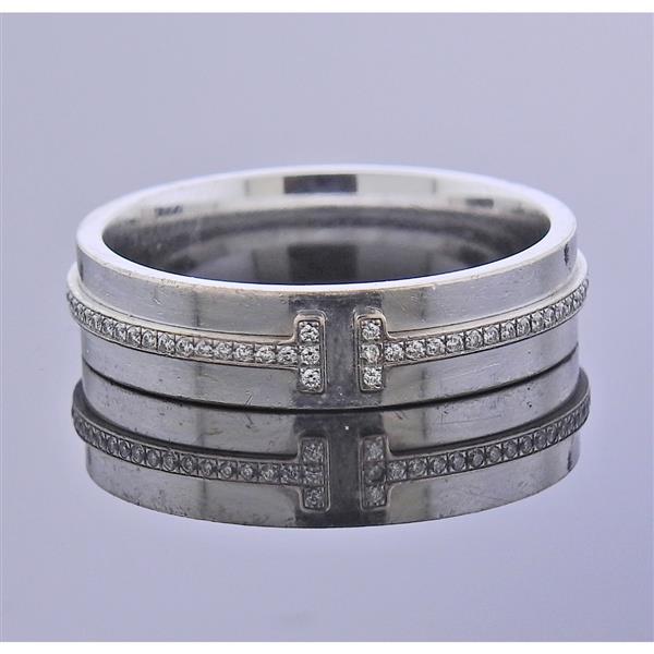 Tiffany & Co  T Diamond 18k Gold  Wedding Band Ring (1 of 3)