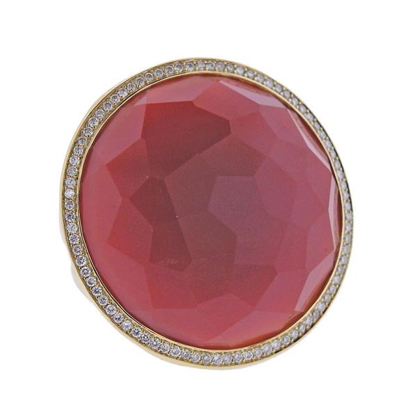 Ippolita 18k Gold Diamond Agate Ring (1 of 5)