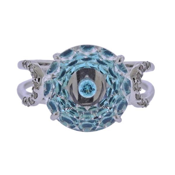 Vianna Brasil Paraiba Tourmaline Crystal Diamond Ring (1 of 3)
