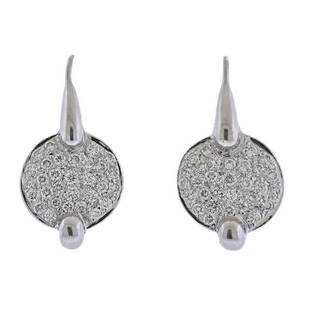 18k Gold Diamond Drop Earrings: METAL: 18k Gold. MEASUREMENTS: Earrings are 32mm x 15mm. GEMSTONES: Diamonds approx. 1.50ctw. MARKED: ECP 750. WEIGHT: 14.8 grams.Gemstones have not been graded for color and clarity ,and tested for