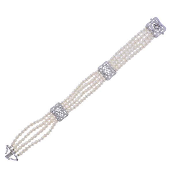 18k Gold Diamond Pearl Bracelet (1 of 3)