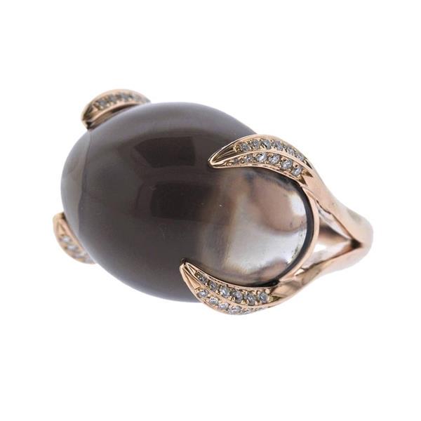 Chimento Diamond Smokey Quartz Rose Gold Ring: METAL: 18k Gold. MEASUREMENTS: Ring size 6.75, top is 17.5 x 23mm. GEMSTONES: Smokey quartz 17.5 x 23 x 11.3mm. Diamonds approx. 0.50ctw. MARKED: Chimento, 750. WEIGHT: 14.9 grams.Gemstones have not b