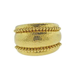 Elizabeth Locke 18k Gold Hammered Half Band Ring