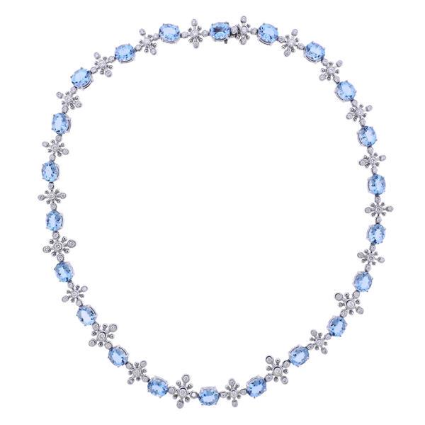 Tiffany & Co Platinum Diamond Aquamarine Necklace (1 of 3)
