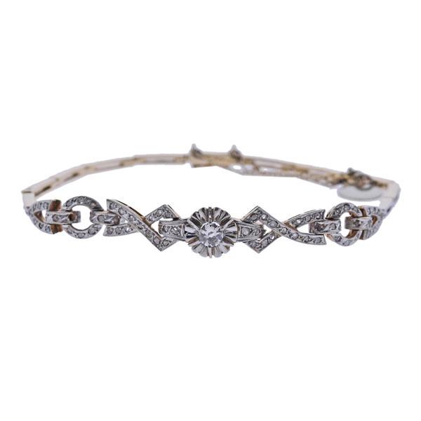 1940s 18k Gold Platinum Diamond Bracelet (1 of 3)