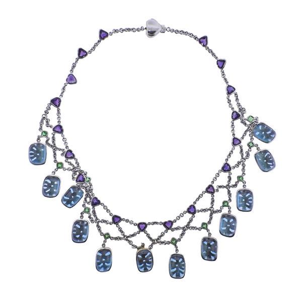 Laura Munder 14k Gold Aquamarine Amethyst Necklace (1 of 4)