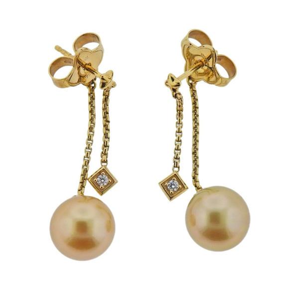 David Yurman Solari  Pearl 18k Gold Diamond Earrings (1 of 4)